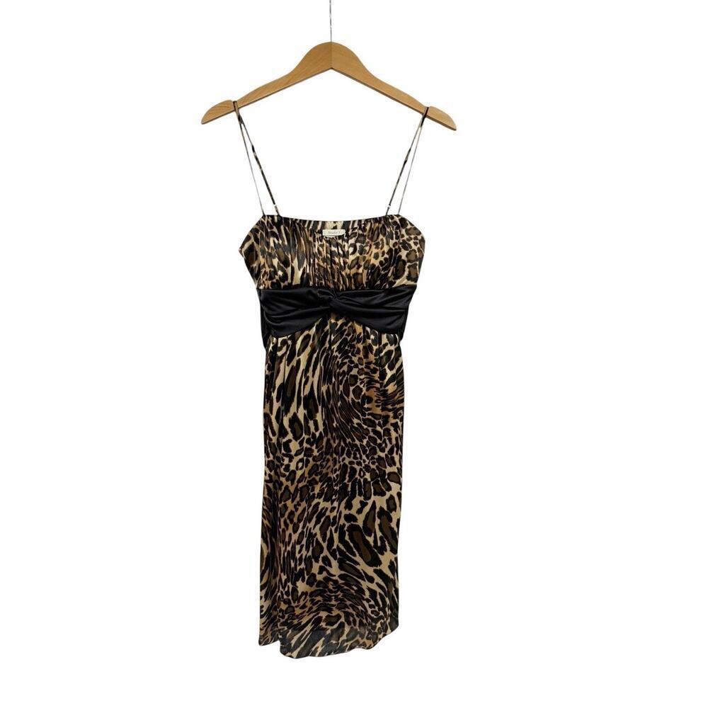 Maurice’s Studio Y Y2K Black Brown Leopard Formal Cocktail Dress Womens M New